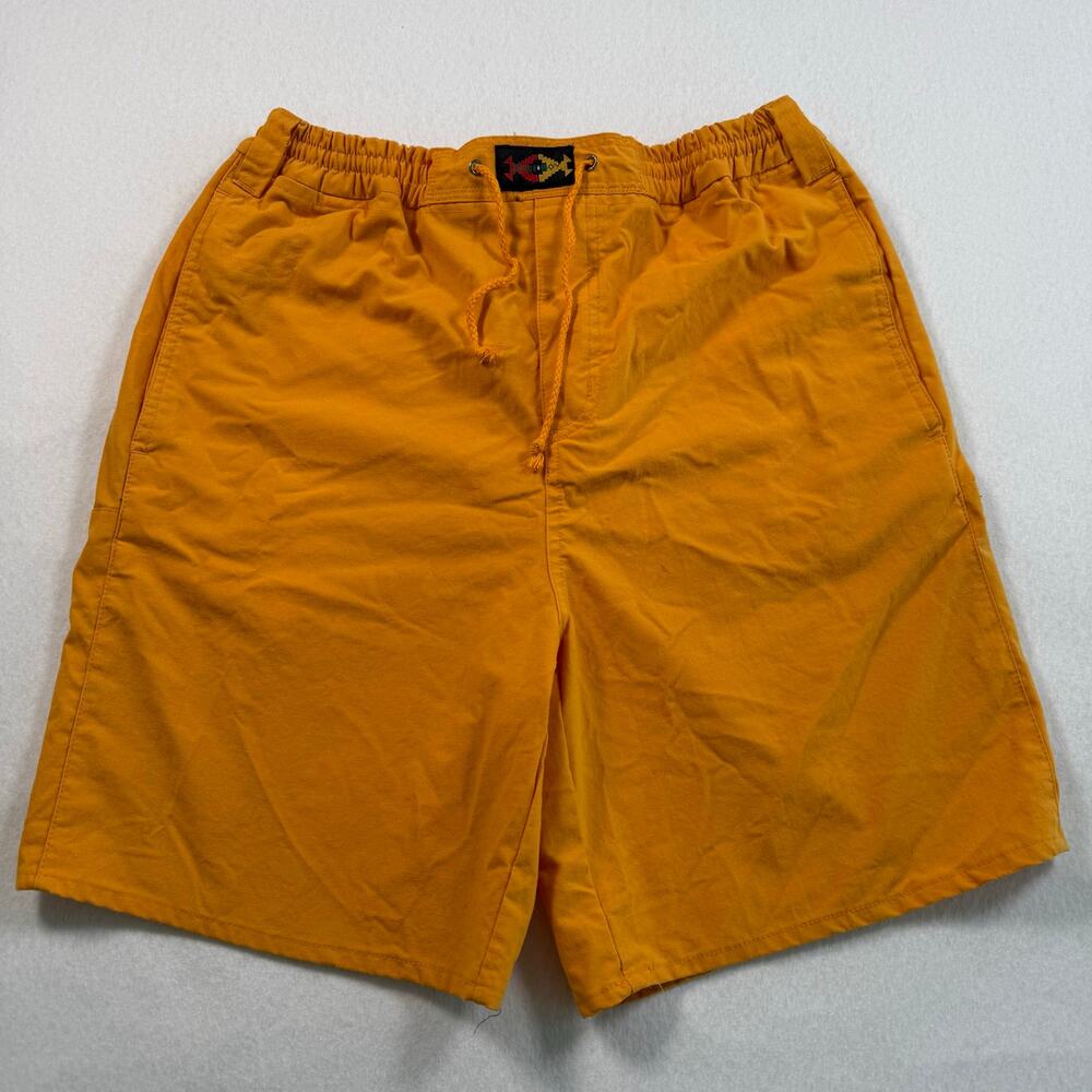 Vintage 90s Bugle Boy mustard yellow board shorts swim shorts men’s size Large
